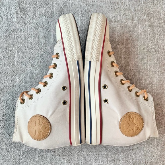Converse CTAS Lux Mid Hidden Wedge Ivory Peached Canvas Womens Sneaker 8 - Picture 11 of 13